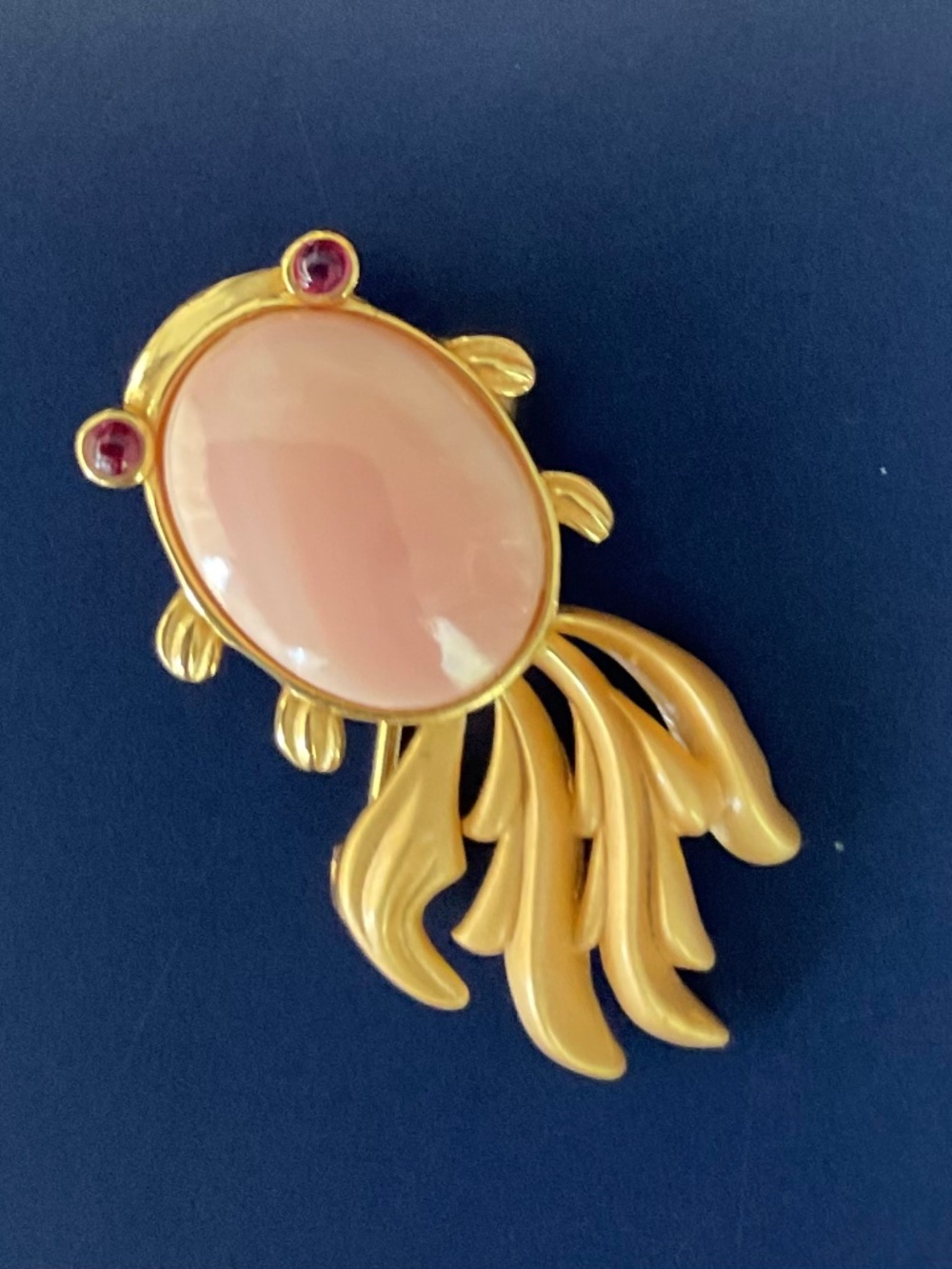 Gold plated 925 silver gem stones lucky fish pin and pendent